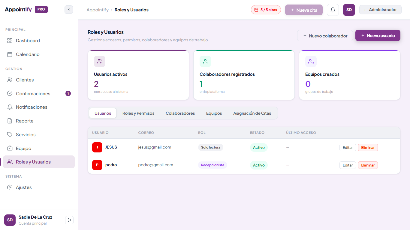 Multi-profesional — Roles y Usuarios